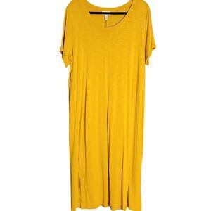 Jessica Simpson Mustard Yellow Midi T-Shirt Dress - XXL